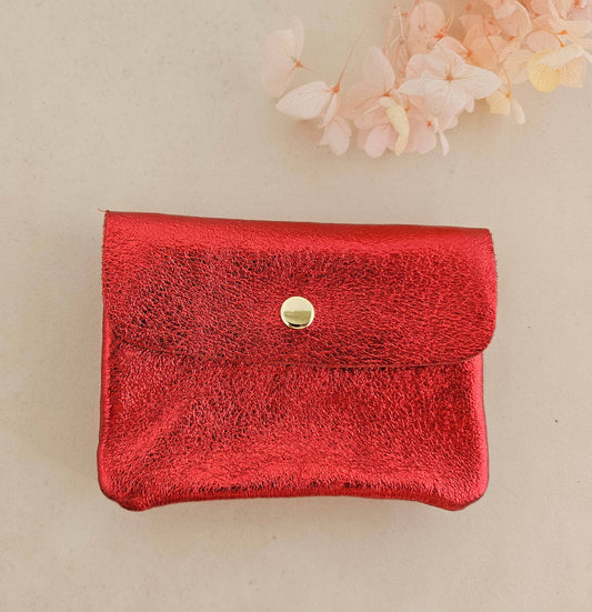 Metallic leather purse: Red