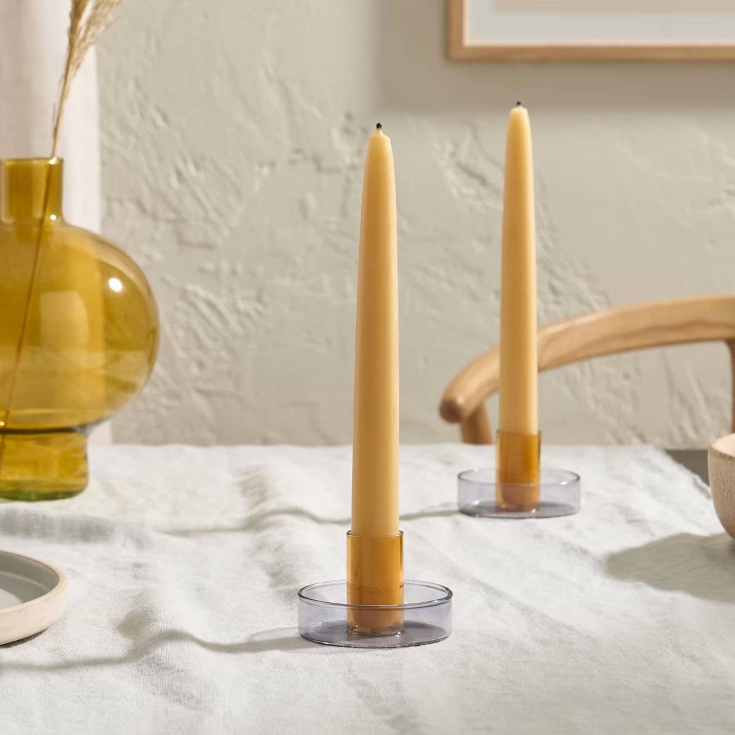 Duo Tone Glass Candle Holder: Smoke and Amber