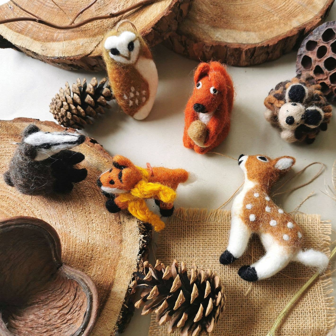 Handmade Felt Bertie Badger Hanging Biodegradable Decoration