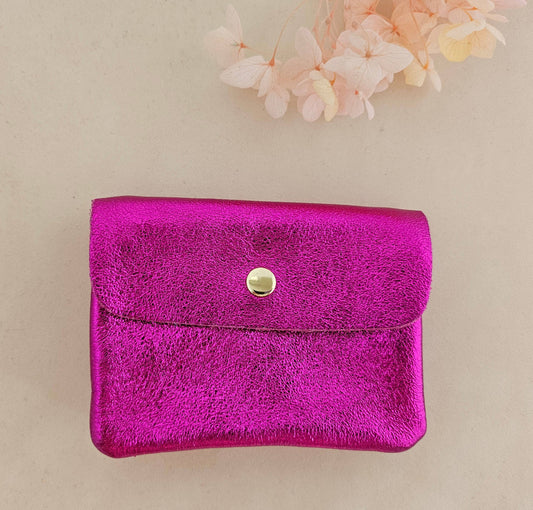 Metallic leather purse: Fuchsia