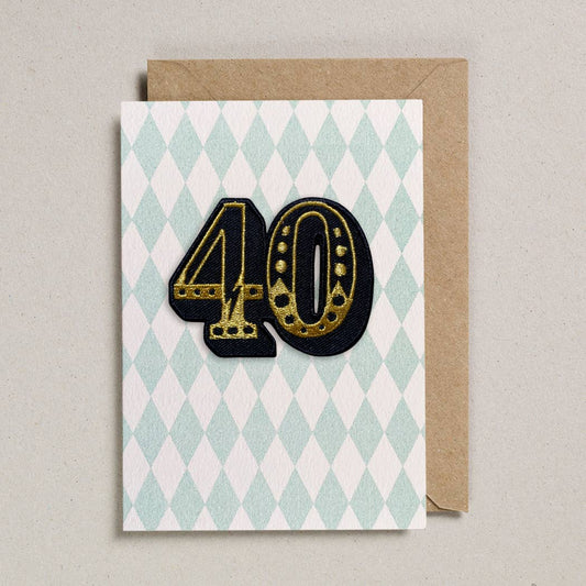 Iron on Big Number Greeting Card - 40 Diamond