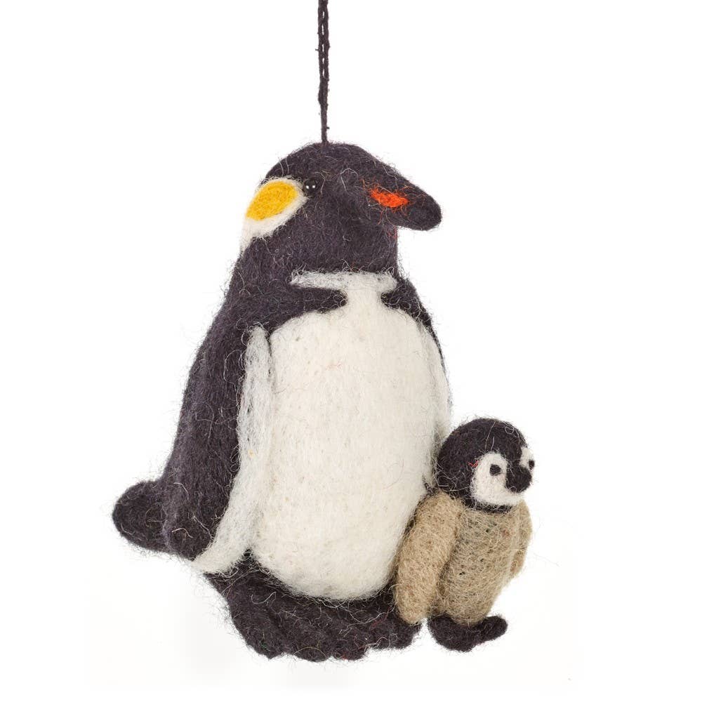 Handmade Felt Snuggly Penguins Hanging Decoration