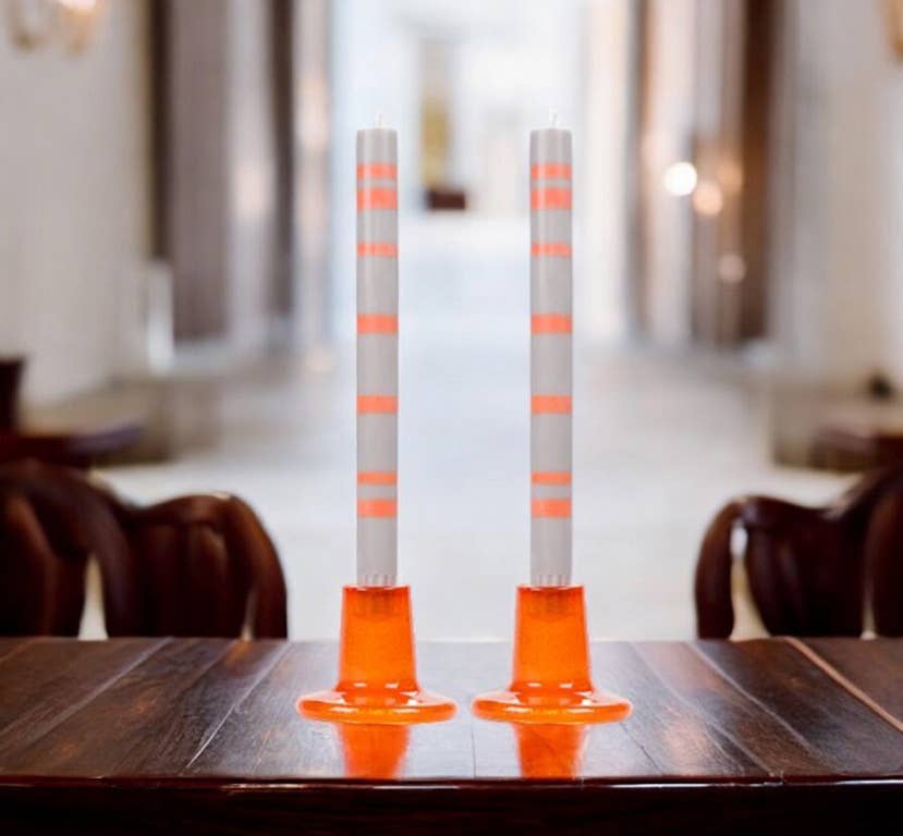 Glass Candleholder in Spanish Orange