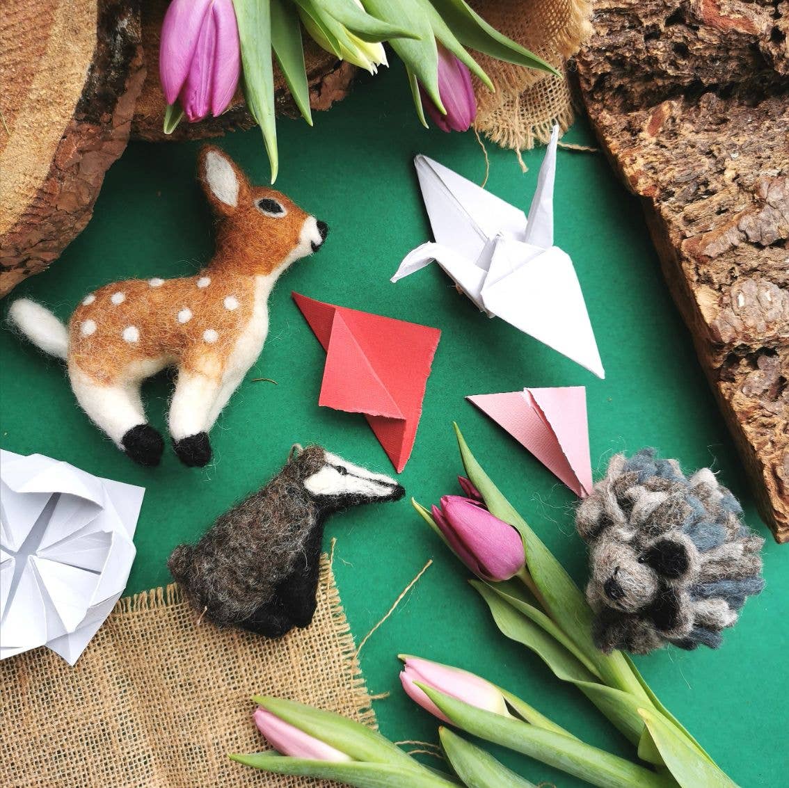 Handmade Felt Bertie Badger Hanging Biodegradable Decoration