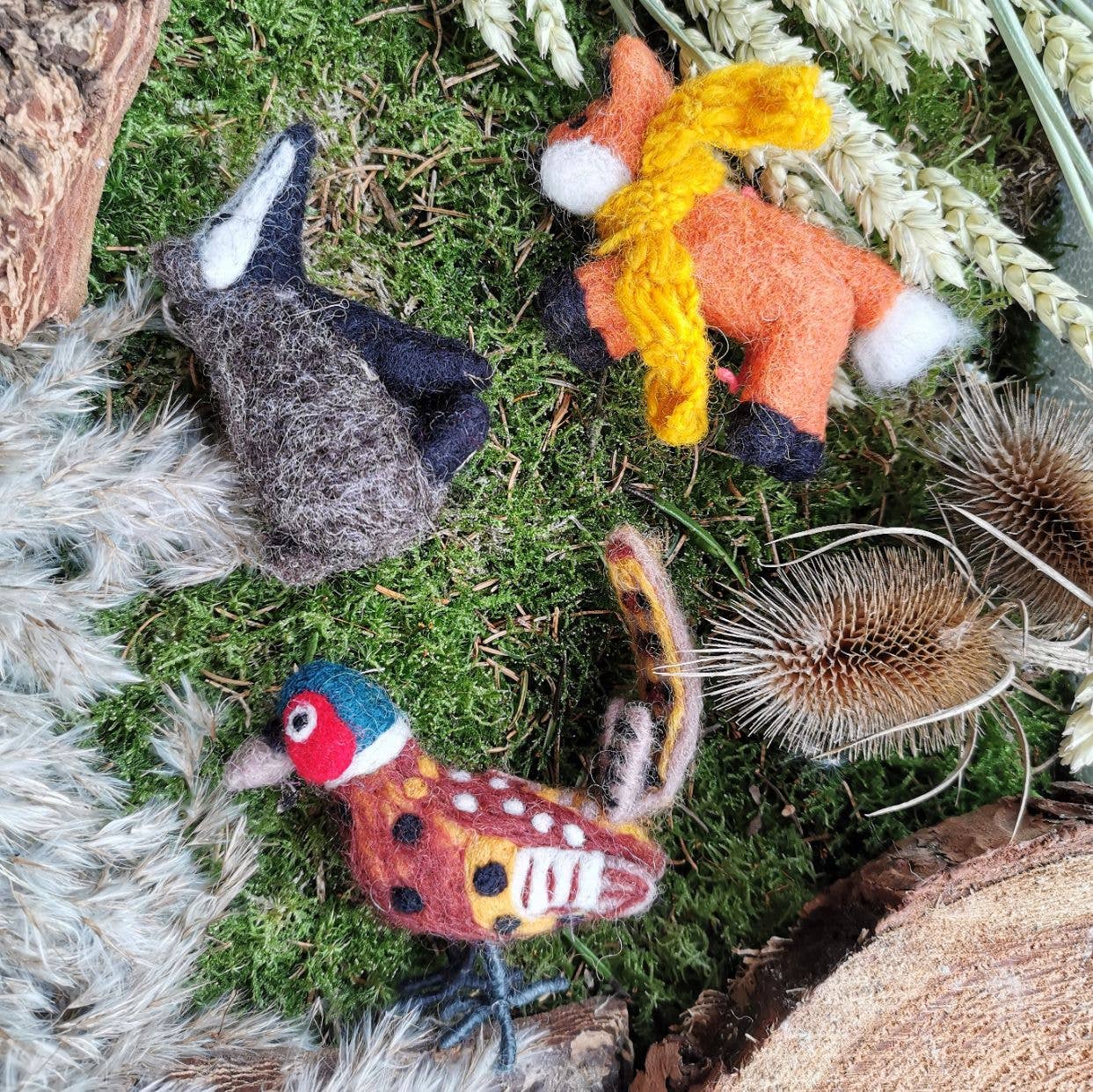 Handmade Felt Bertie Badger Hanging Biodegradable Decoration