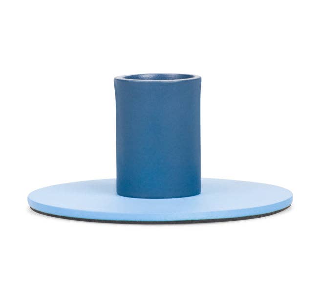Small 4cm Two-Tone Nanking Blue & Midnight Blue Metal Candleholder
