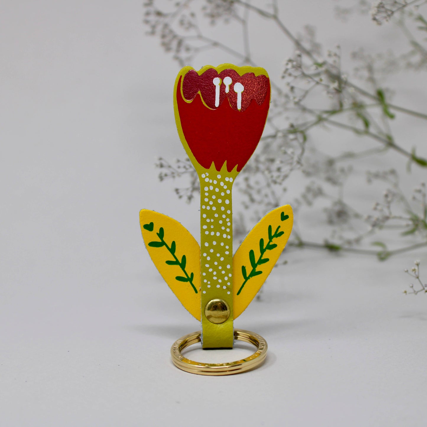 Tulip Flower Key Fob: Acid Green