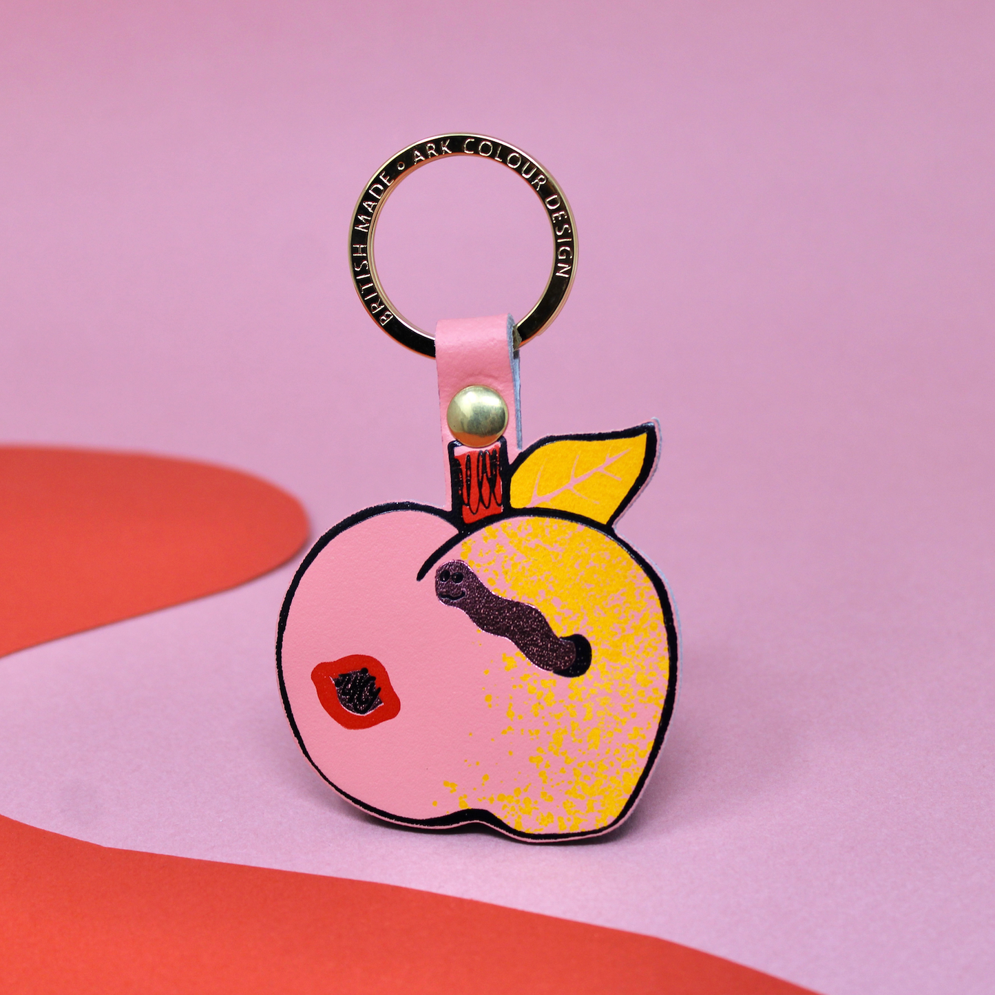 Juicy Apple Keyring: Pale Pink