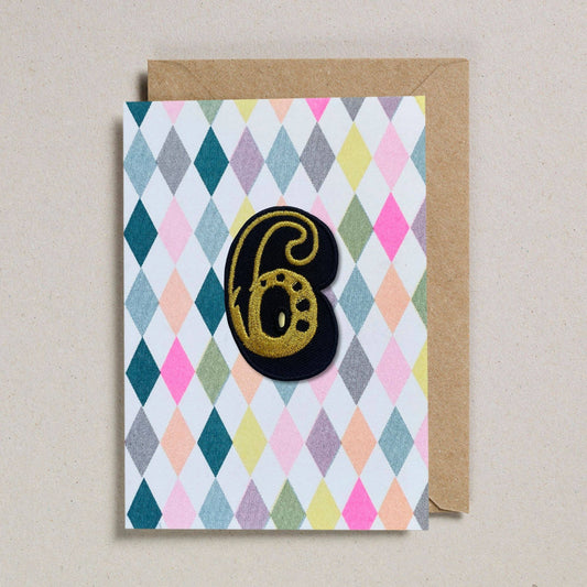 Iron on Circus Diamond Card - Age 6