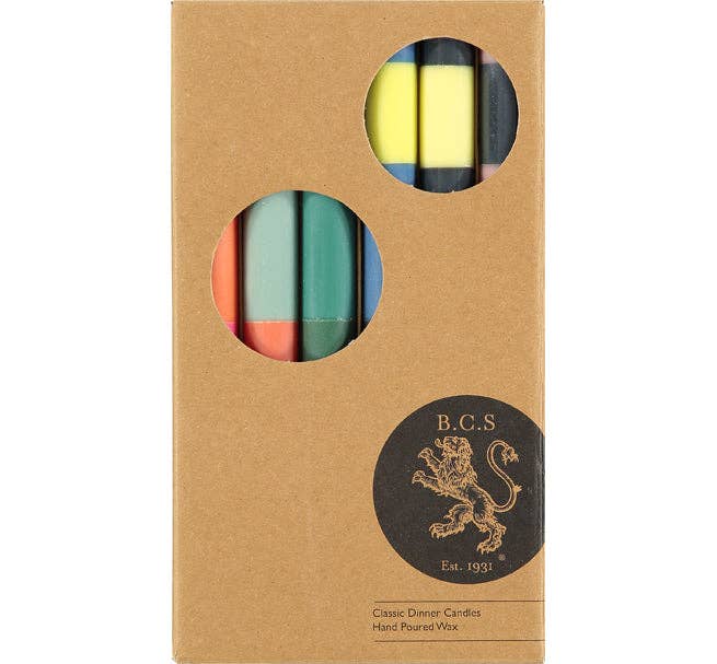 ABSTRACT Striped Mixed Set Eco Dinner Candles, 6 per pack