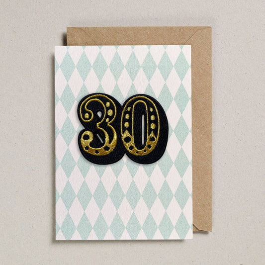 Iron on Big Number Greeting Card - 30 Diamond