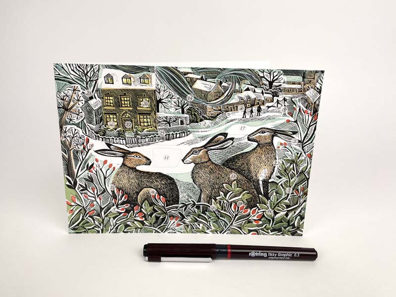 Art Angels 3D 'We Three Hares' Angela Harding Die-Cut Advent Greetings Card