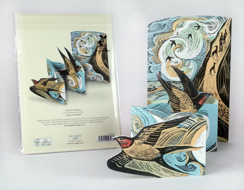 Art Angels 3D 'Cornish Swallows' by Angela Harding Greetings Card