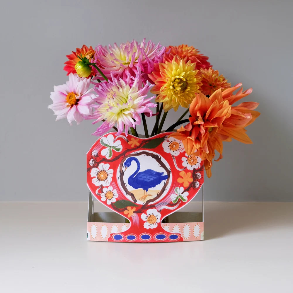 Art Angels 3D 'Swan & Thorn' Polly Fern Die-Cut Paper Romantic Vase Greeting Card