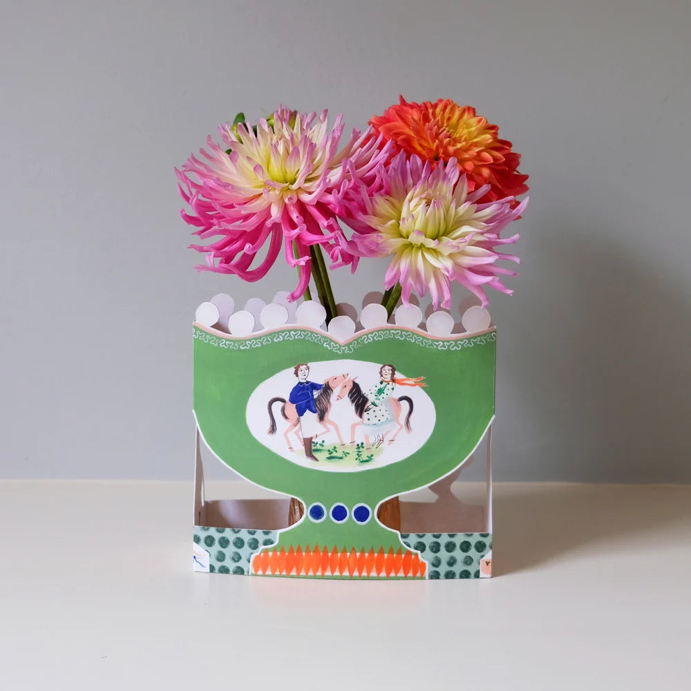 Art Angels 3D 'Roaming Horses' Polly Fern Die-Cut Paper Romantic Vase Greeting Card