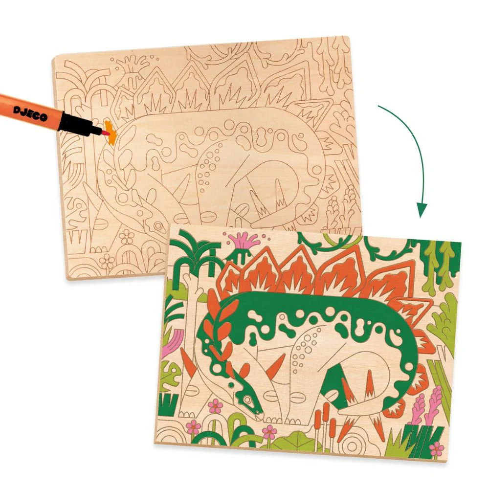 Djeco Colouring on Wood - Dino World