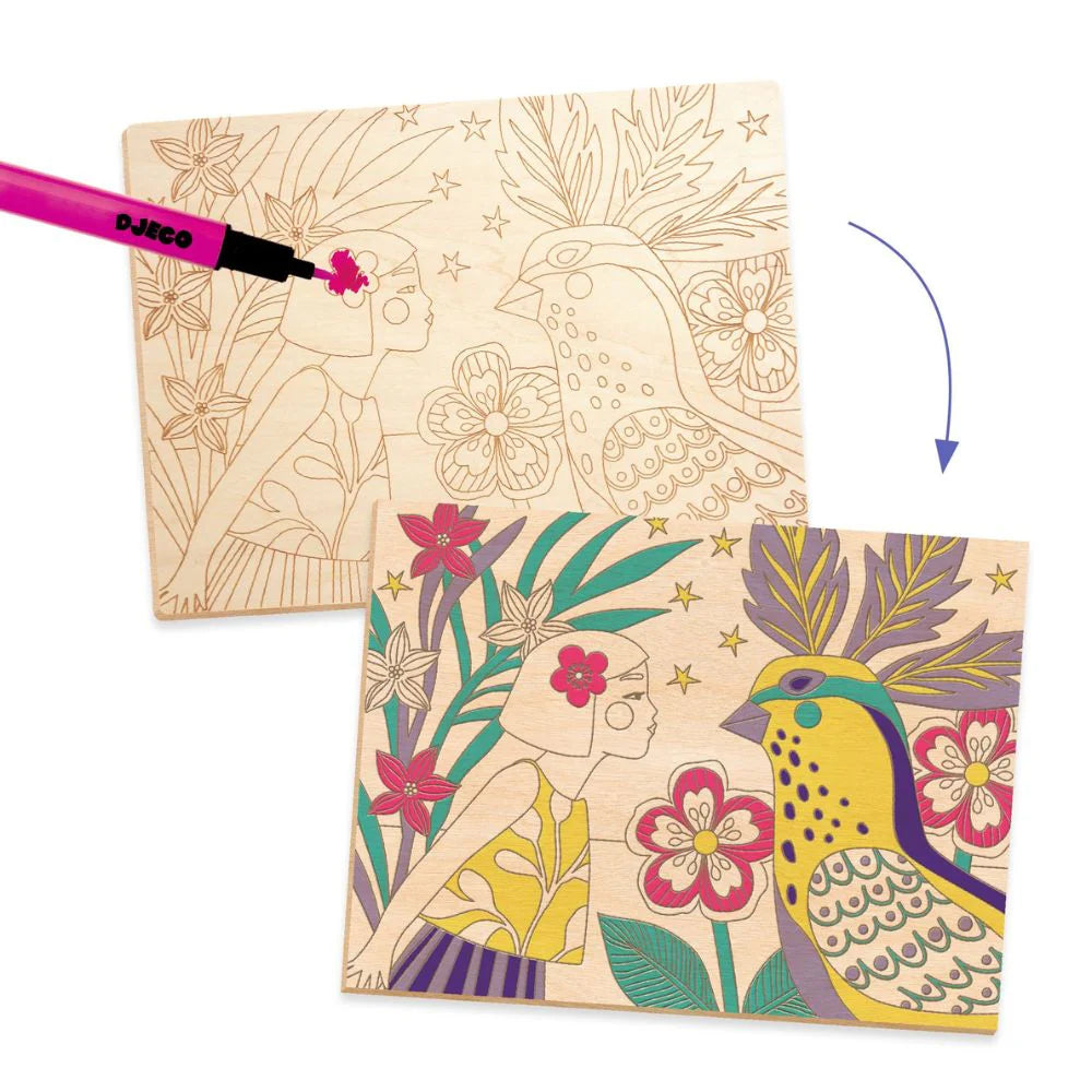 Djeco Colouring on Wood - Sweet Girl