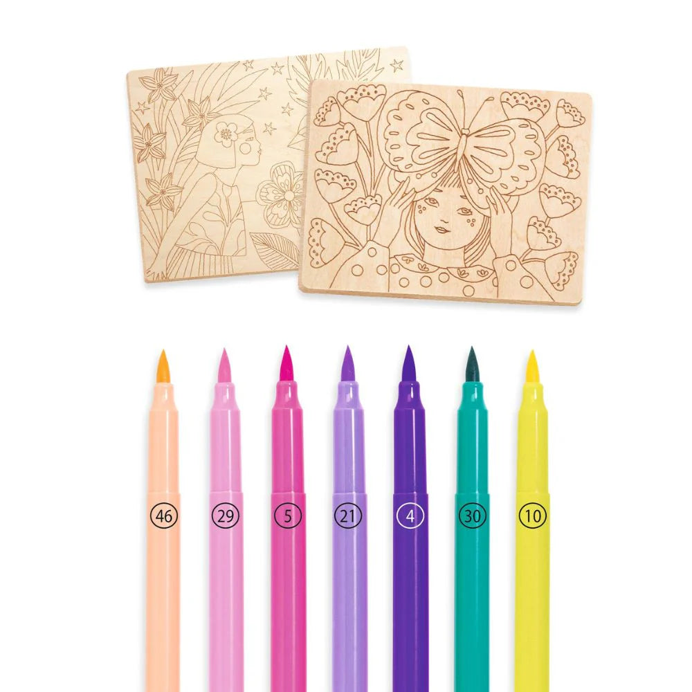 Djeco Colouring on Wood - Sweet Girl