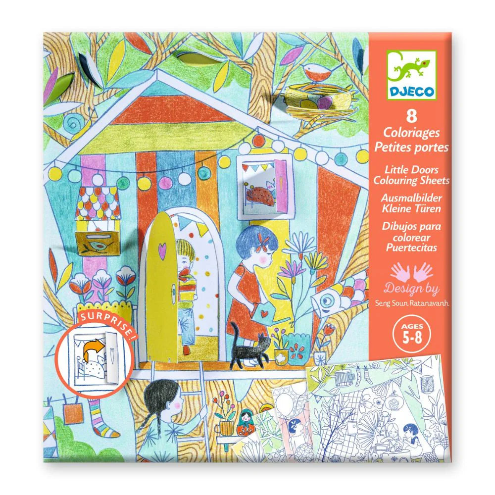 Djeco Little Doors Colouring Sheets - Nina's Play Tents