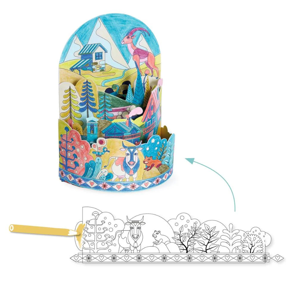 Djeco Diorama Colouring - Top Of The World