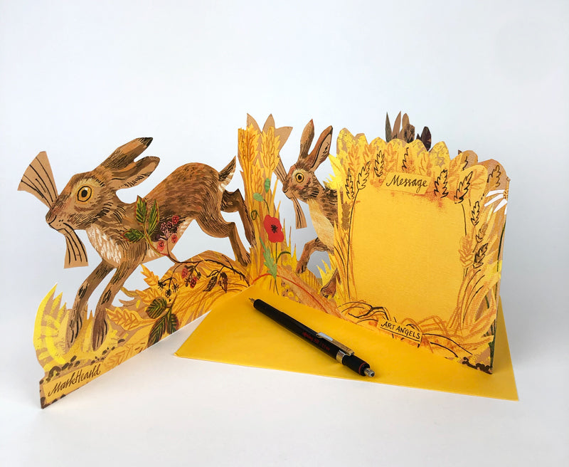 Art Angels 3D Mark Hearld Hares Pop-Up Card