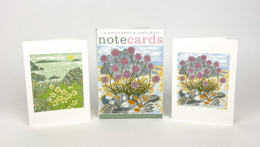 Sea Pinks & Pebbles and Island Primrose by Angie Lewin Notecards