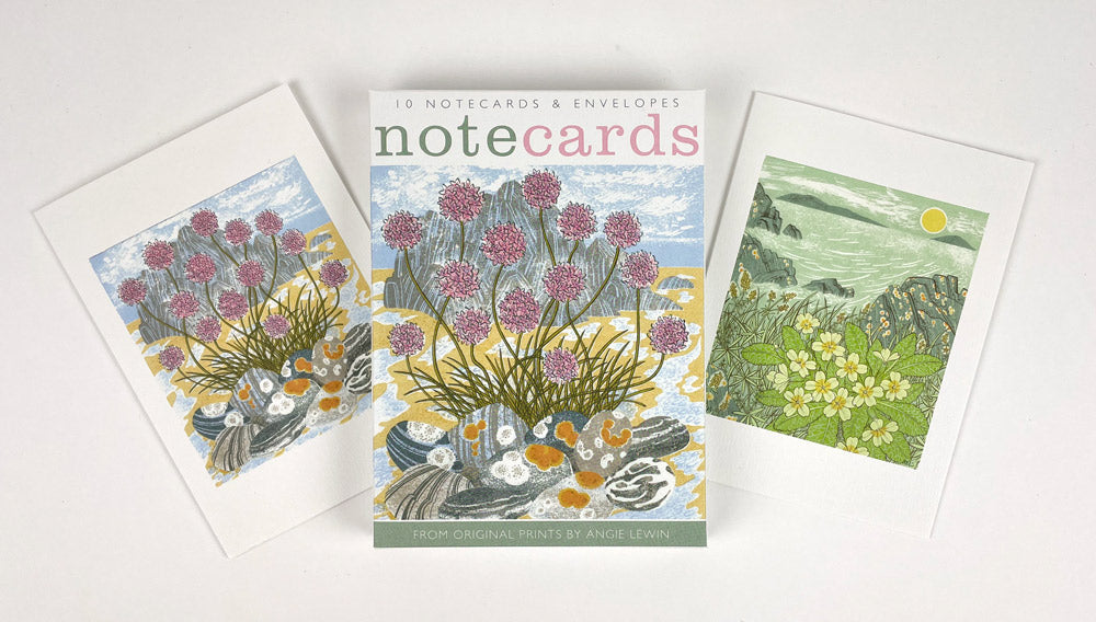 Sea Pinks & Pebbles and Island Primrose by Angie Lewin Notecards