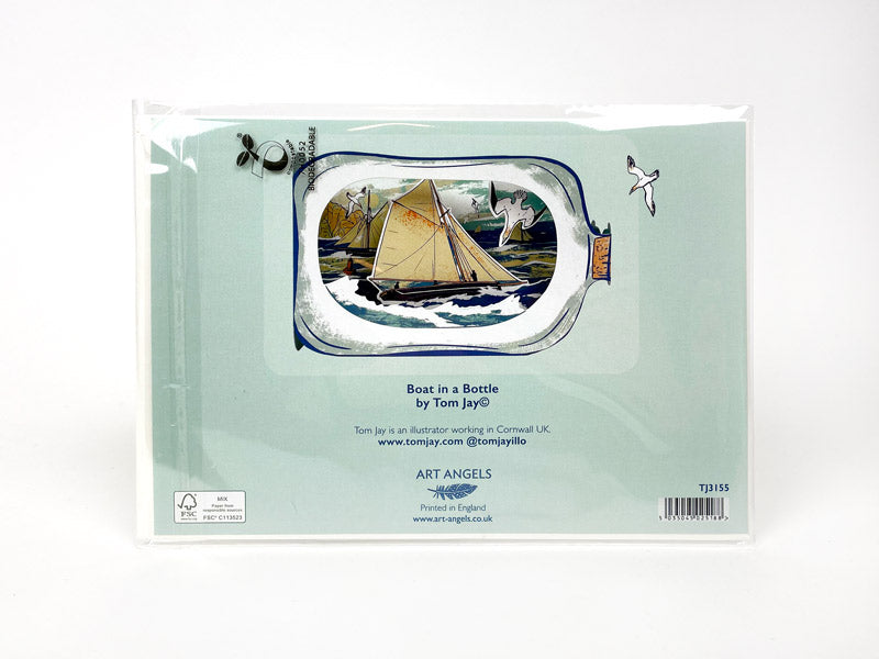 Art Angels 3D 'Boat in a Bottle' by Tom Jay Greetings Card