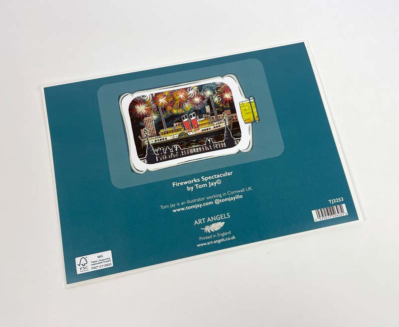 Art Angels 3D 'Fireworks Spectacular' Ship in a bottle by Tom Jay Greetings Card