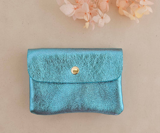 Metallic leather purse: Turquoise