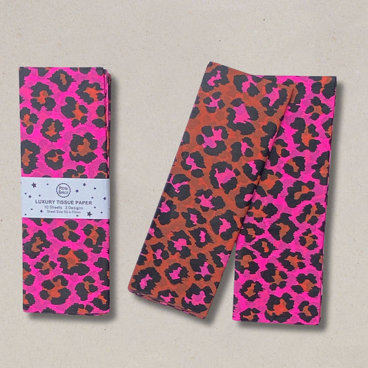 Luxury Tissue Paper Gift Wrap | Leopard | Ginger/Pink
