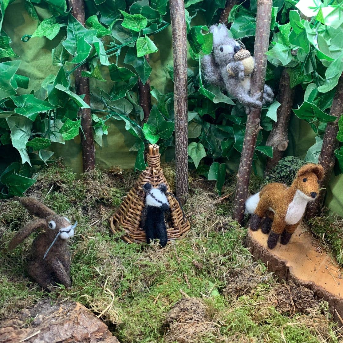 Handmade Felt Bertie Badger Hanging Biodegradable Decoration