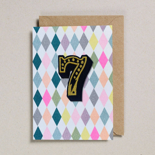 Iron on Circus Diamond Card - Age 7