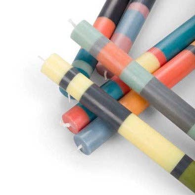 Striped Rose, Petrol, Opaline, Orange & Jet Eco Dinner Candles, 4 per pack