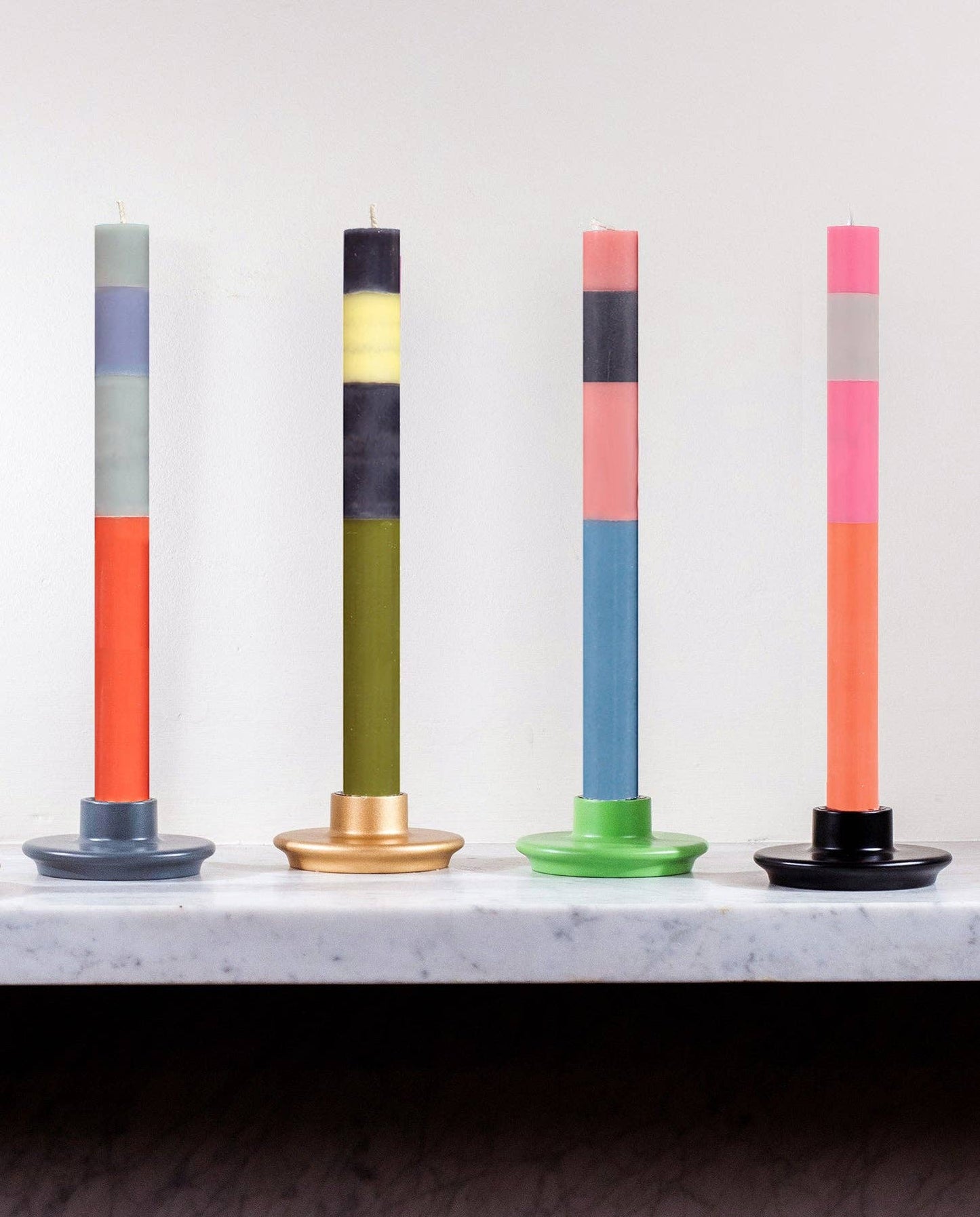ABSTRACT Striped Mixed Set Eco Dinner Candles, 6 per pack