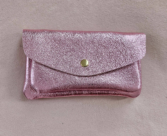 Double pocket leather wallet: Light pink