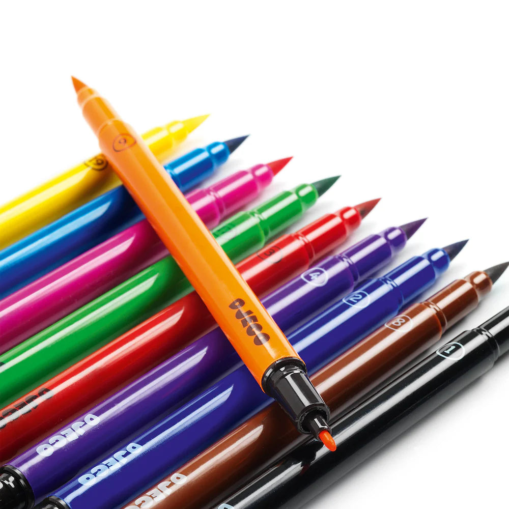 Djeco Felt Tip Brush Pens - Classic Colours