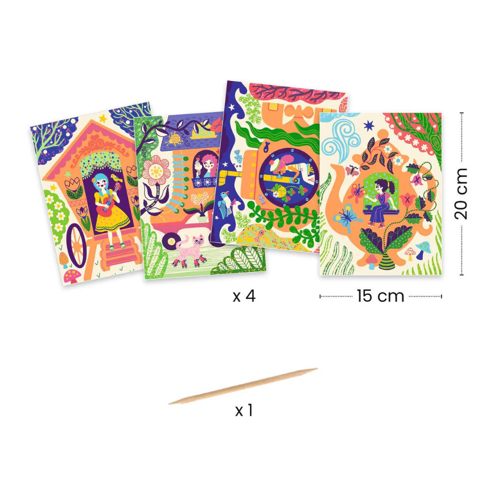 Djeco Scratch Cards - Wacky Houses