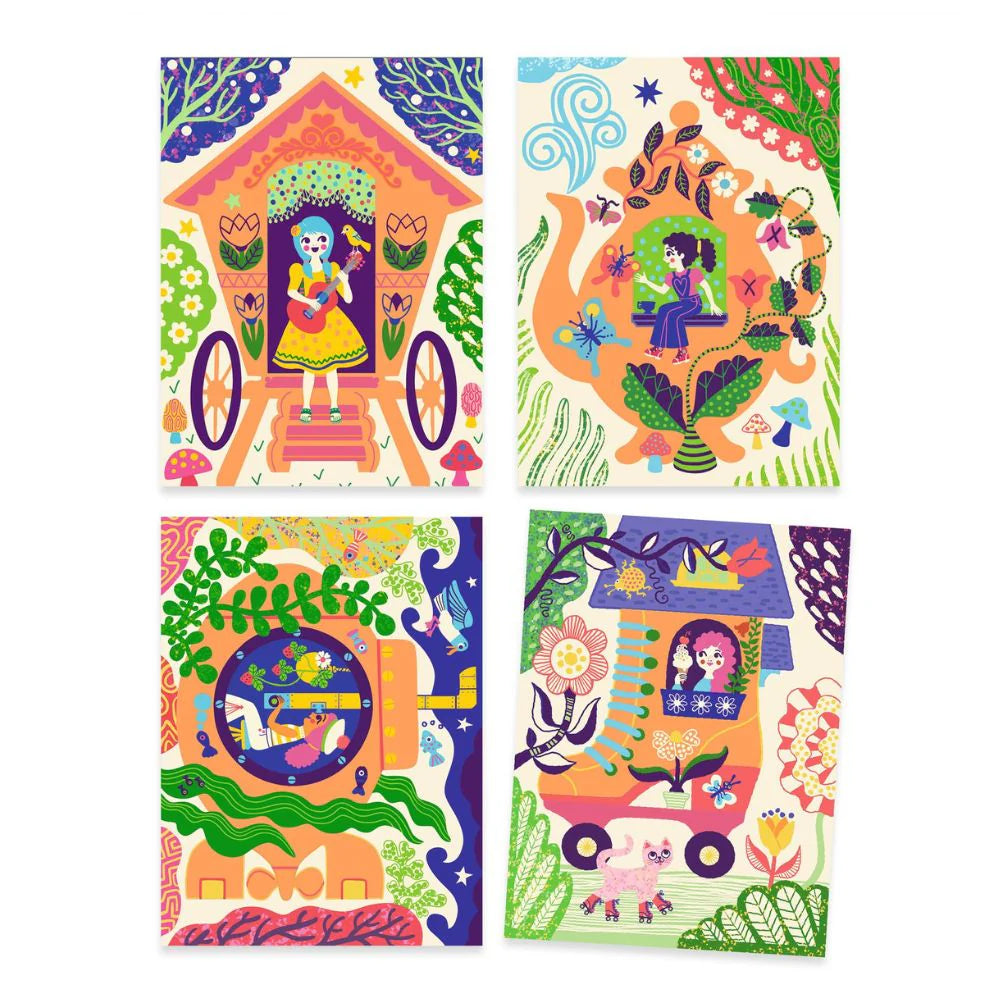 Djeco Scratch Cards - Wacky Houses