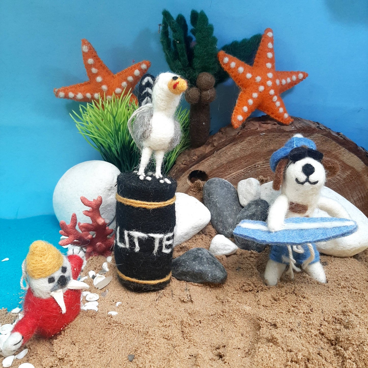 Handmade Felt Waveriding Surfer Dog Hanging Decoration