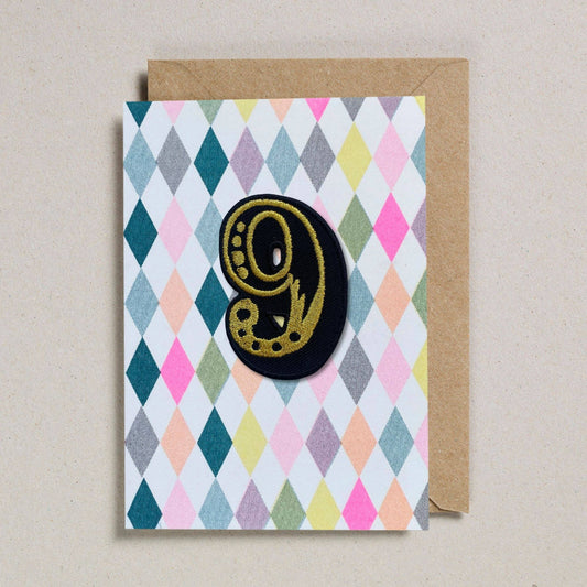 Iron on Circus Age Diamond Card - Age 9