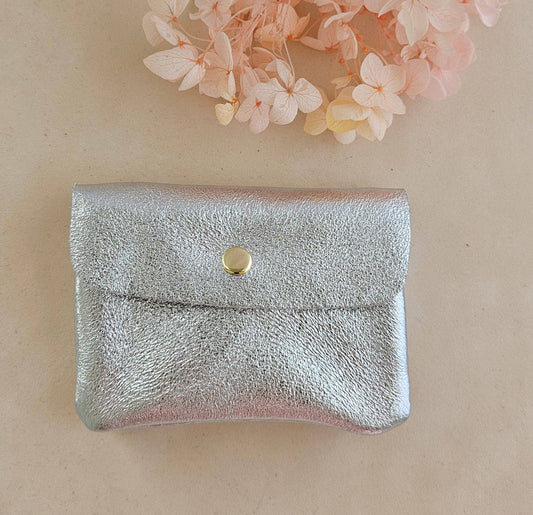Metallic leather purse: Silver