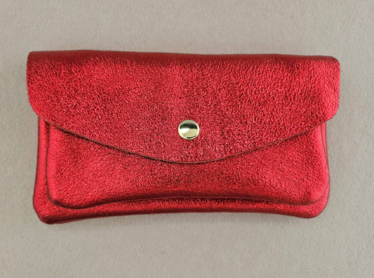 Double pocket leather wallet: Red