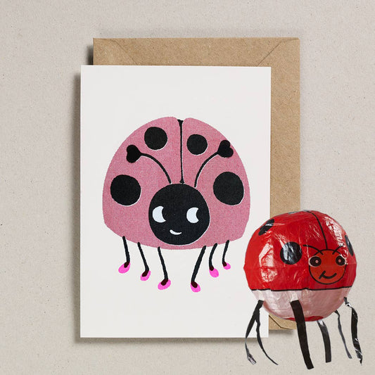 Japanese Paper Balloon Card - Ladybird