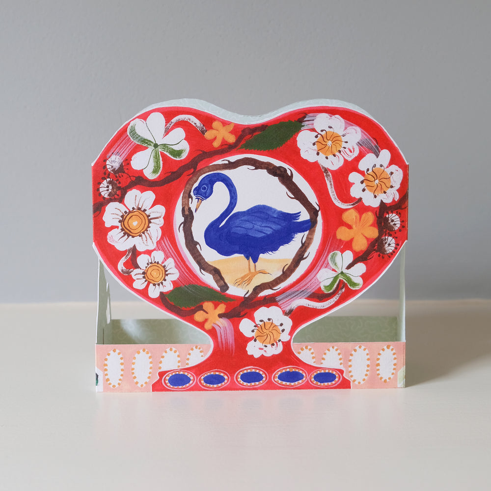 Art Angels 3D 'Swan & Thorn' Polly Fern Die-Cut Paper Romantic Vase Greeting Card