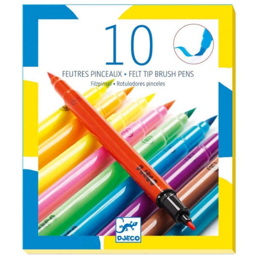 Djeco Felt Tip Brush Pens - Pop Colours