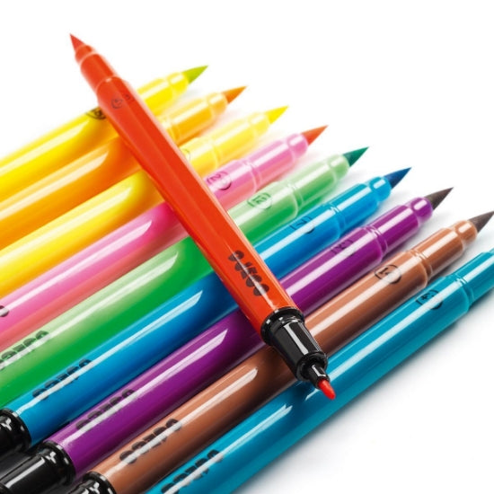 Djeco Felt Tip Brush Pens - Pop Colours