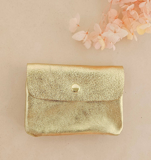 Metallic leather purse: Golden