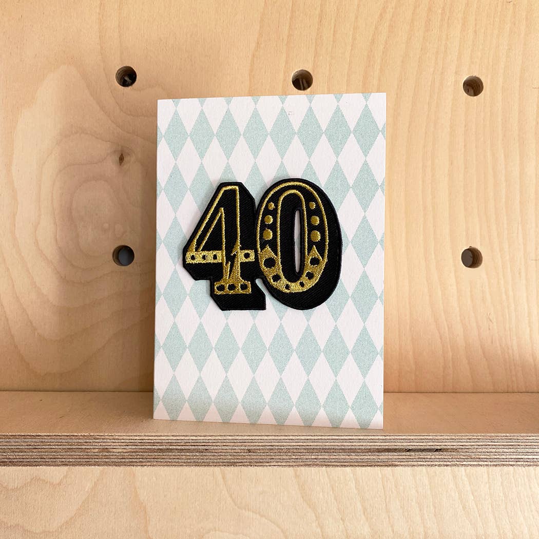 Iron on Big Number Greeting Card - 40 Diamond