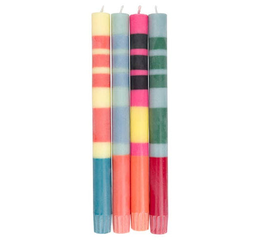 Mixed Set Reds, Oranges & Blues Striped Eco Dinner Candles, 4 per pack: 6